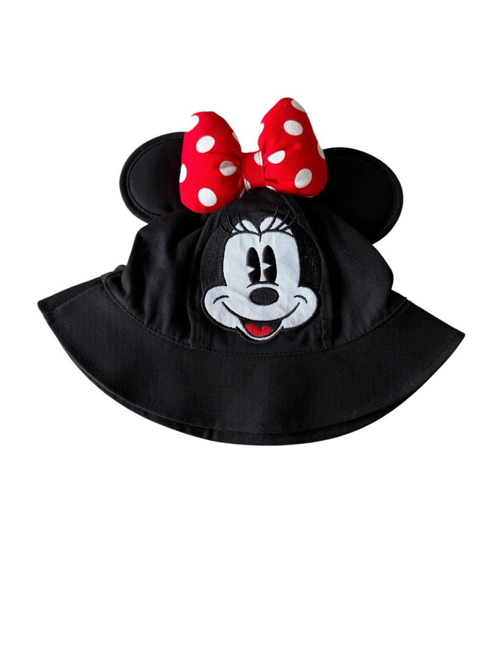 Disney Black Minnie Mouse Bucket Hat with Red Polka Dot Bow
